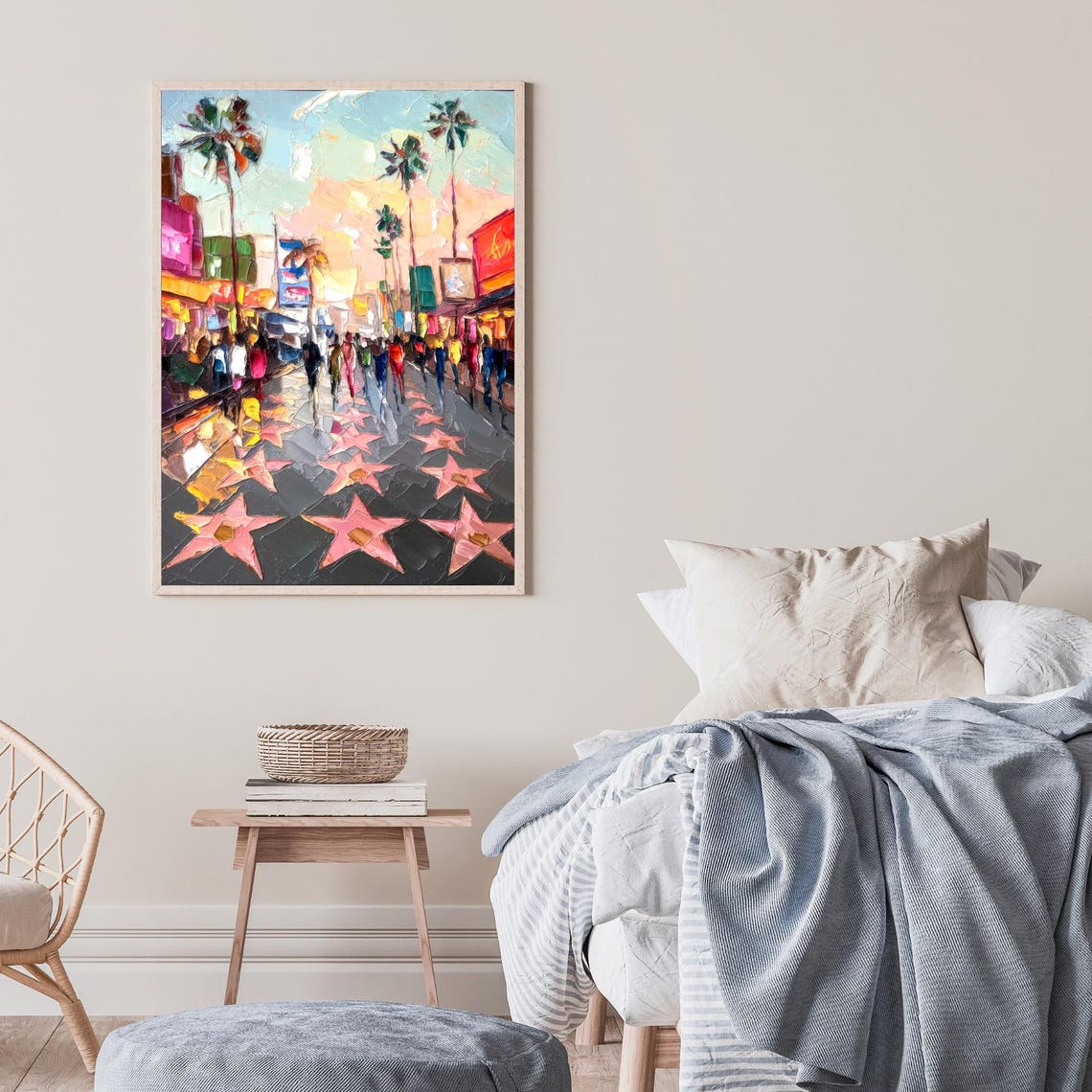 Hollywood Walk Of Fame Los Angeles Sunset Palm Trees Boulevard Poster - Image 2