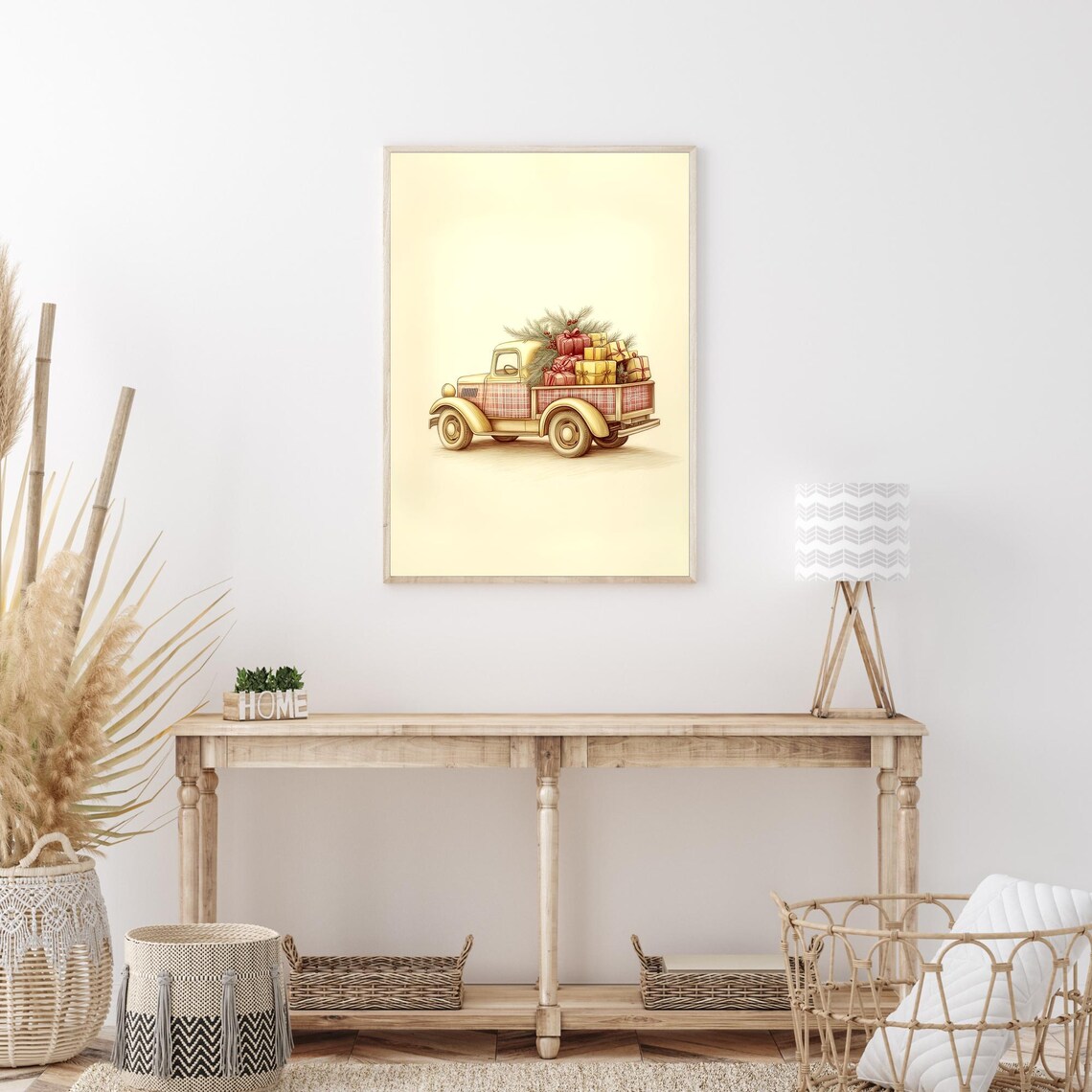 Vintage Christmas Truck Loaded With Gifts Holiday Art Poster - Image 3