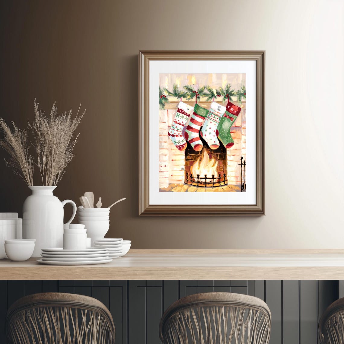 Christmas Stockings Hanging by a Warm Glowing Fireplace Poster - Image 2