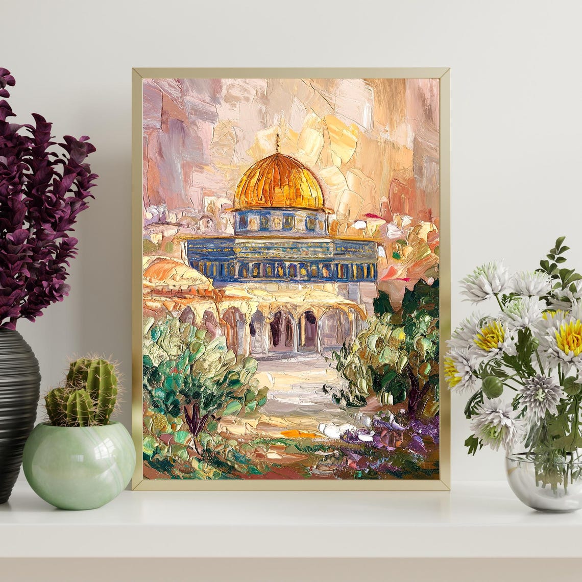 Jerusalem Temple Mount Golden Dome Old City Oil Painting Poster - Image 4