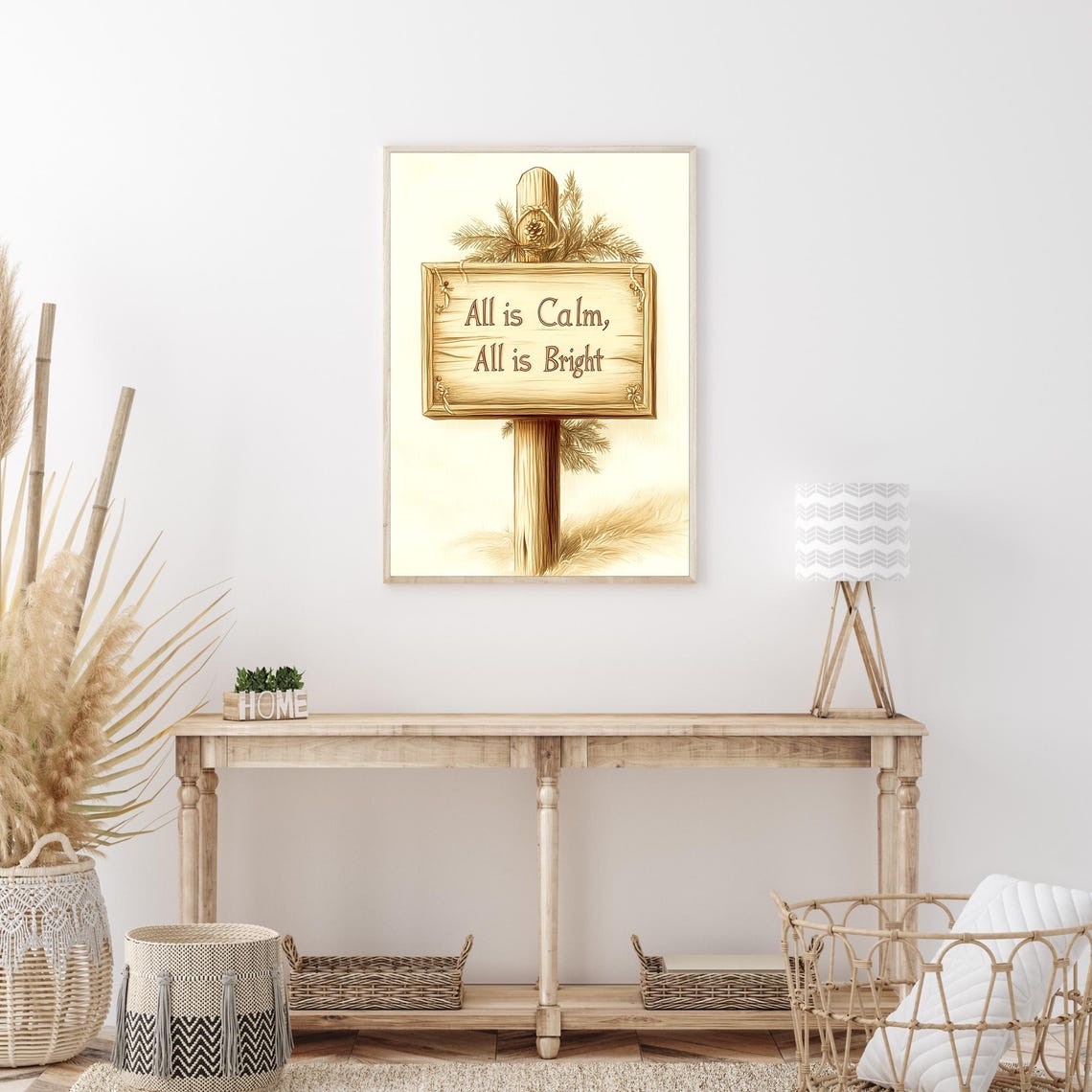 All is Calm All is Bright Wooden Sign Christmas Quote Poster - Image 3