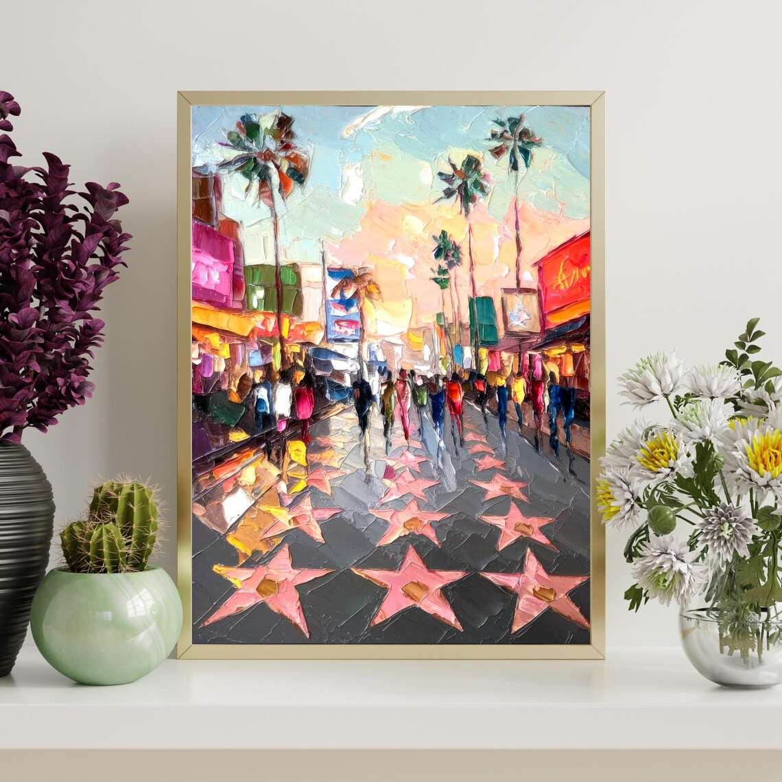 Hollywood Walk Of Fame Los Angeles Sunset Palm Trees Boulevard Poster - Image 4