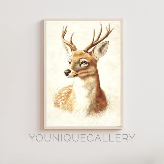 Deer Wall Art Woodland Animal Decor Rustic Deer Art Print Stag Poster For Nature And Wildlife Lovers