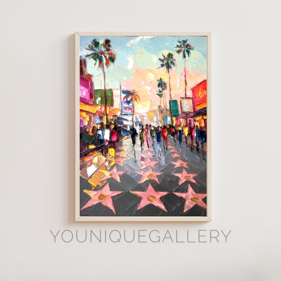 Hollywood Walk Of Fame Los Angeles Sunset Palm Trees Boulevard Poster
