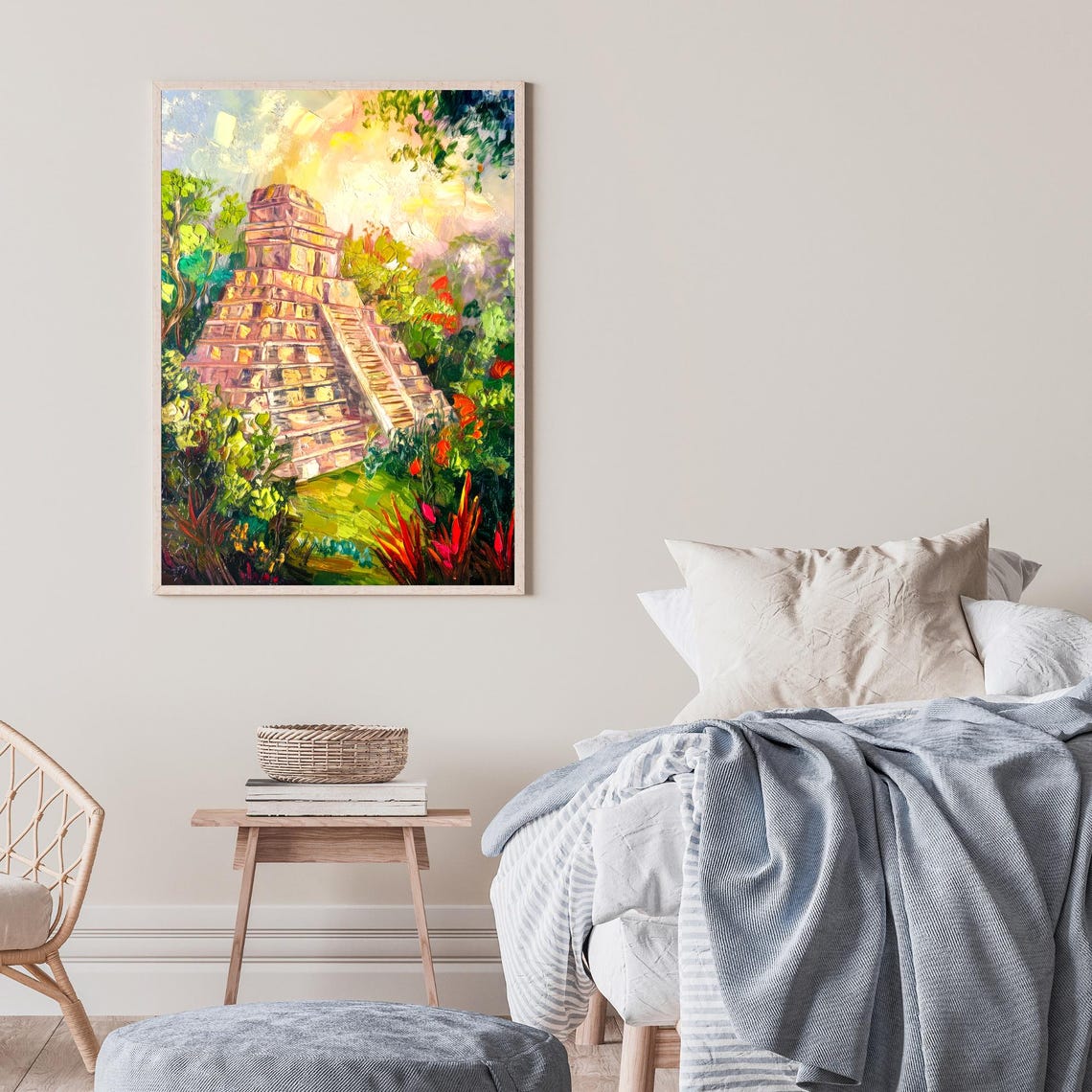 Palenque Oil Painting Mexico Pyramid Wall Art Poster Mexican Mayan Print For Home Decor - Image 2