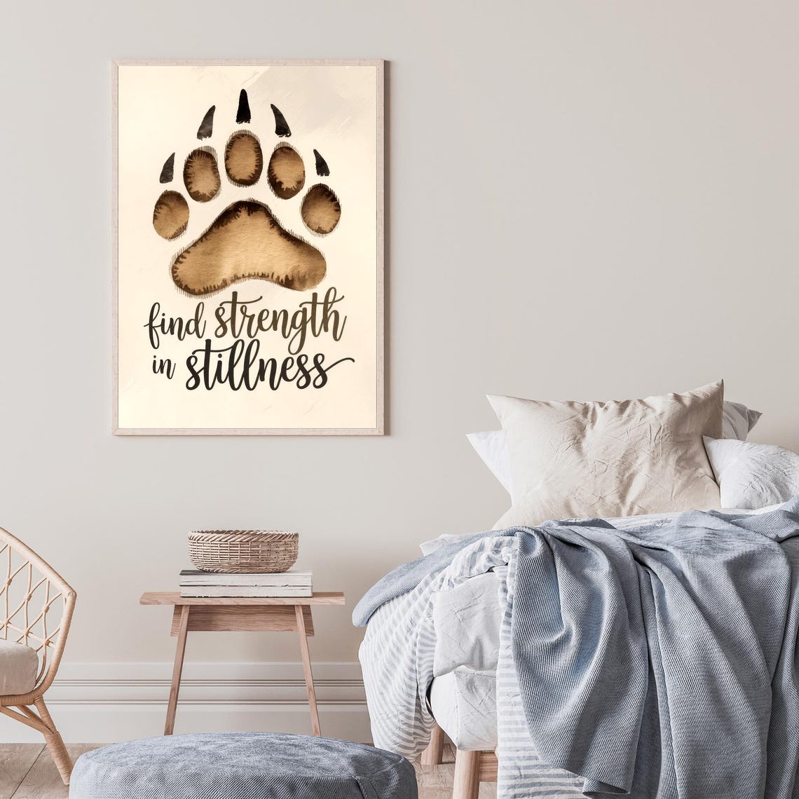Find Strength In Stillness Bear Paw Print Inspirational Wilderness Wall Art Nature Motivational Decor - Image 2
