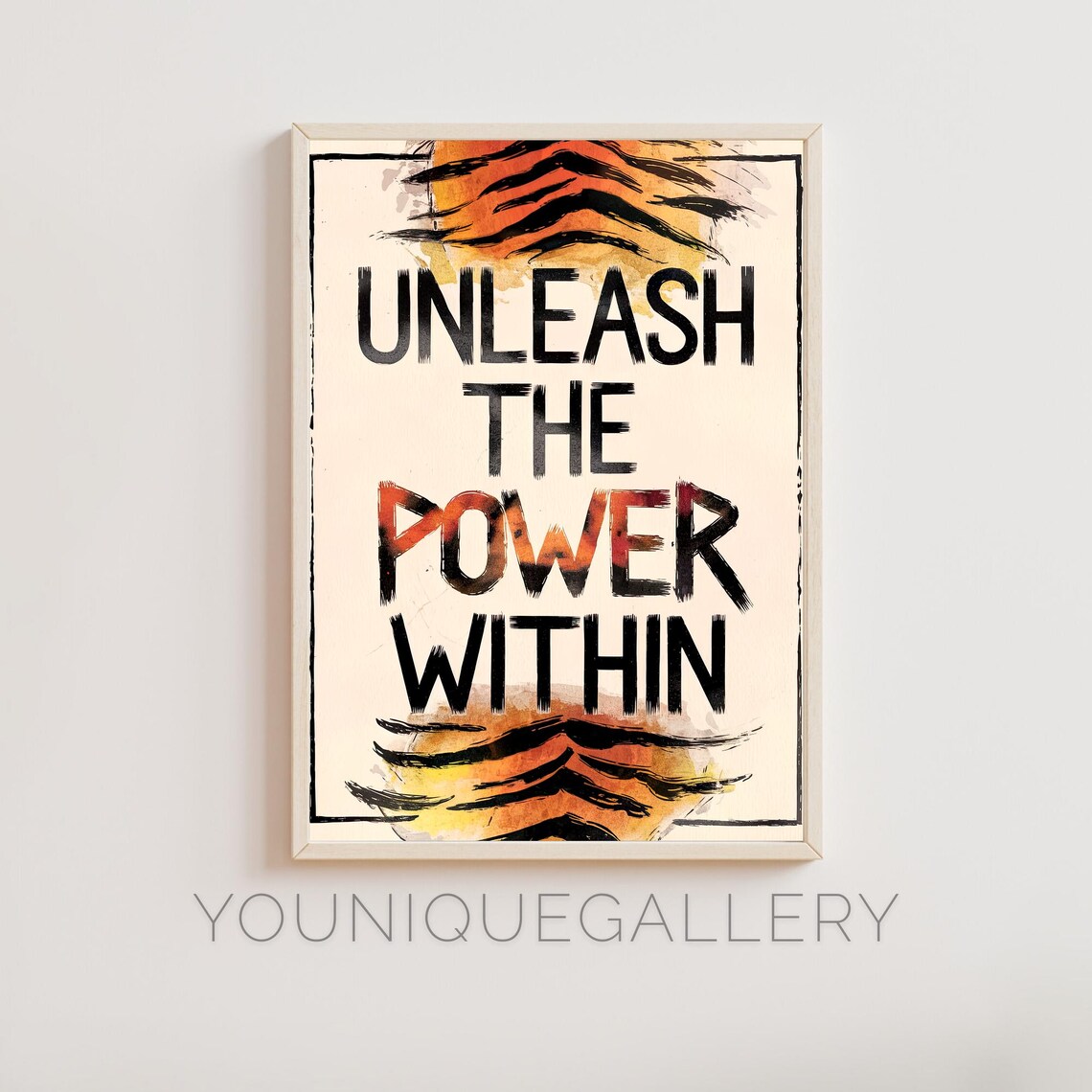 Unleash The Power Within Tiger Stripes Motivational Quote Poster - Image 4