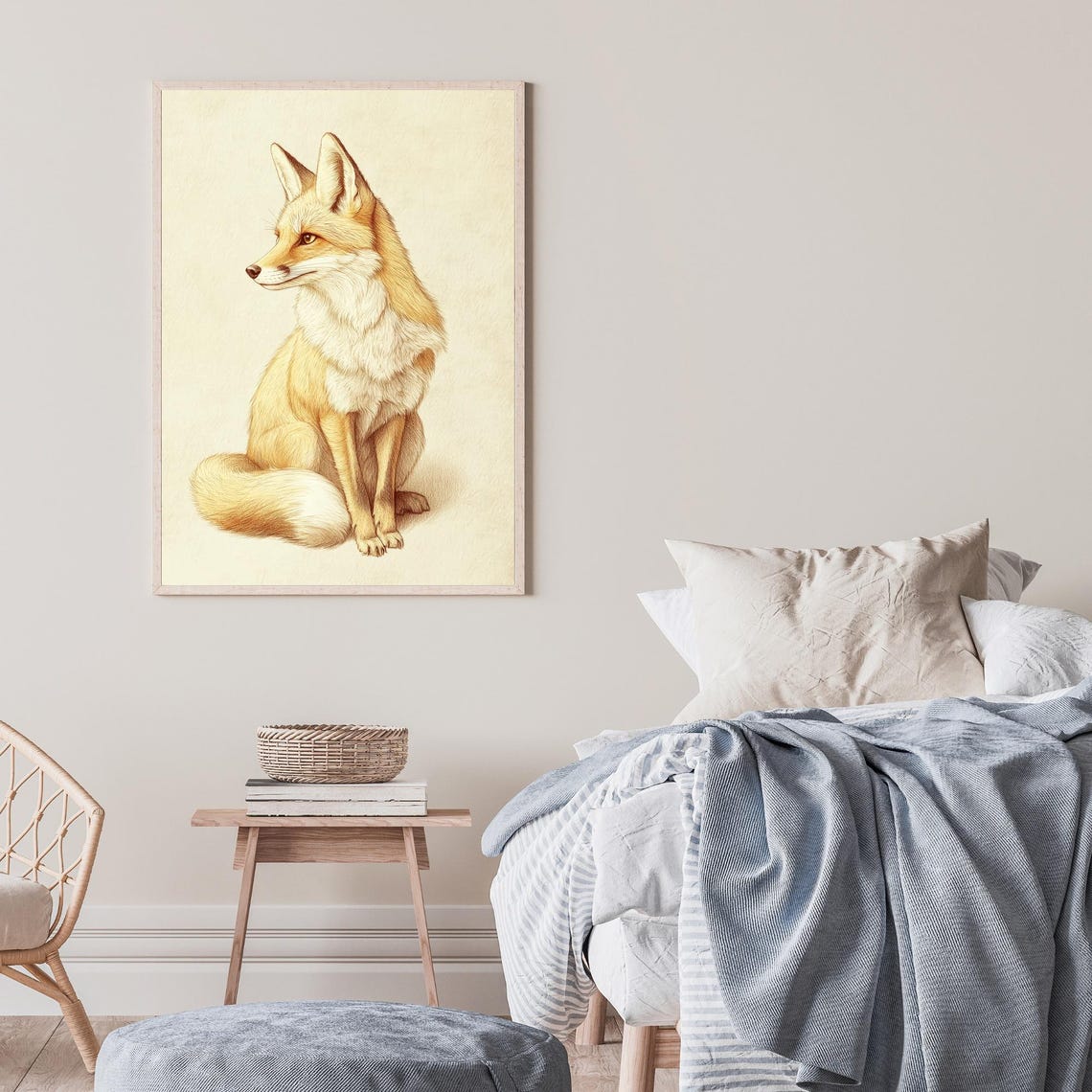 Fox Wall Art Watercolor Fox Woodland Animal Poster Minimalist Nature Decor Fox Lover Gift Rustic Home Print - Image 2