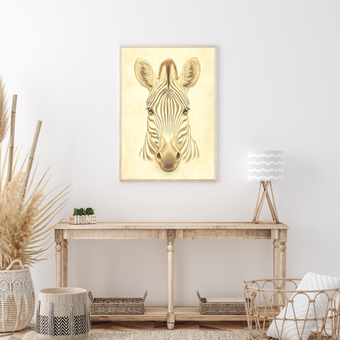 Zebra Portrait Front View Sepia Sketch Safari Wildlife Animal Wall Art - Image 3