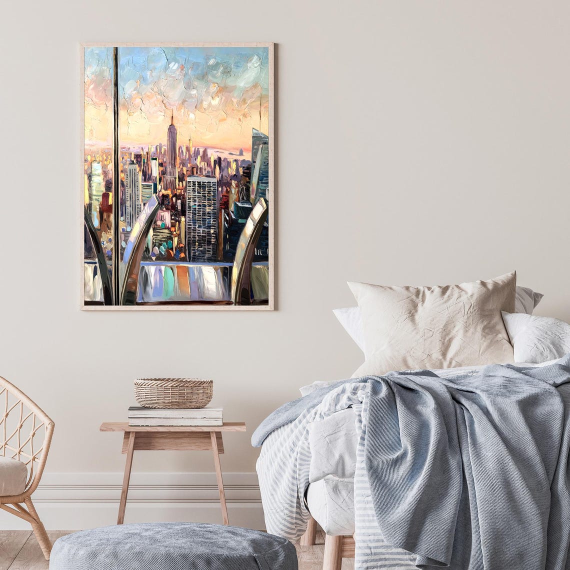 New York City Skyline Empire State Sunset Observation Deck Oil Poster - Image 2