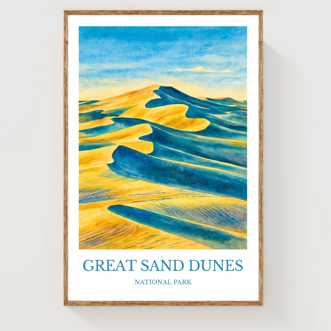 Great Sand Dunes National Park Travel Poster Watercolor Desert Art