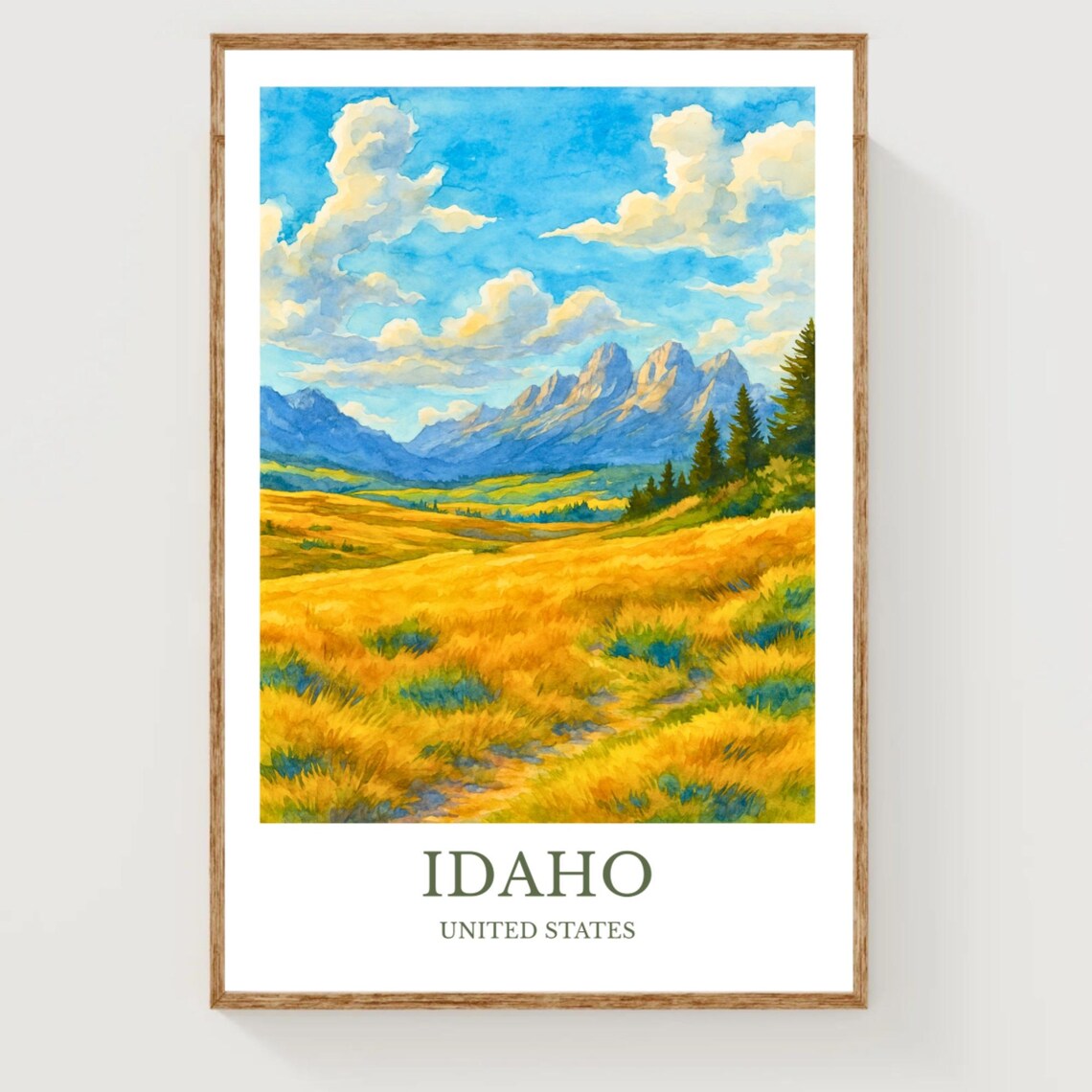 Idaho Travel Poster, State Wall Art Print