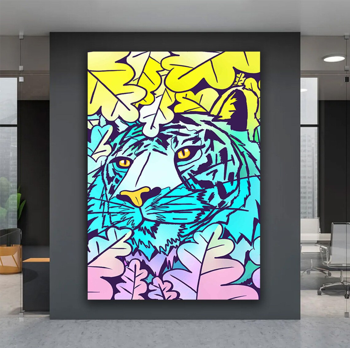 Tiger Painting Colorful Tiger Print Leaves And Tiger Art Big Cat Art Print Wild Animal Wall Art Animal Home Decor - Image 4