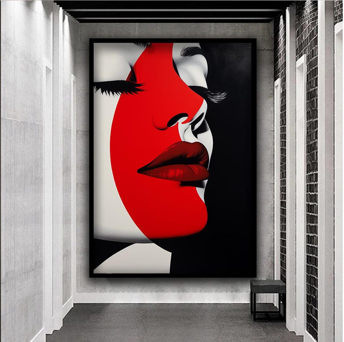Beautiful Woman Print Woman With Red Painted Face Wall Art Portrait Of Girl Art Abstract Woman Art Print Gifts For Friend - Image 2