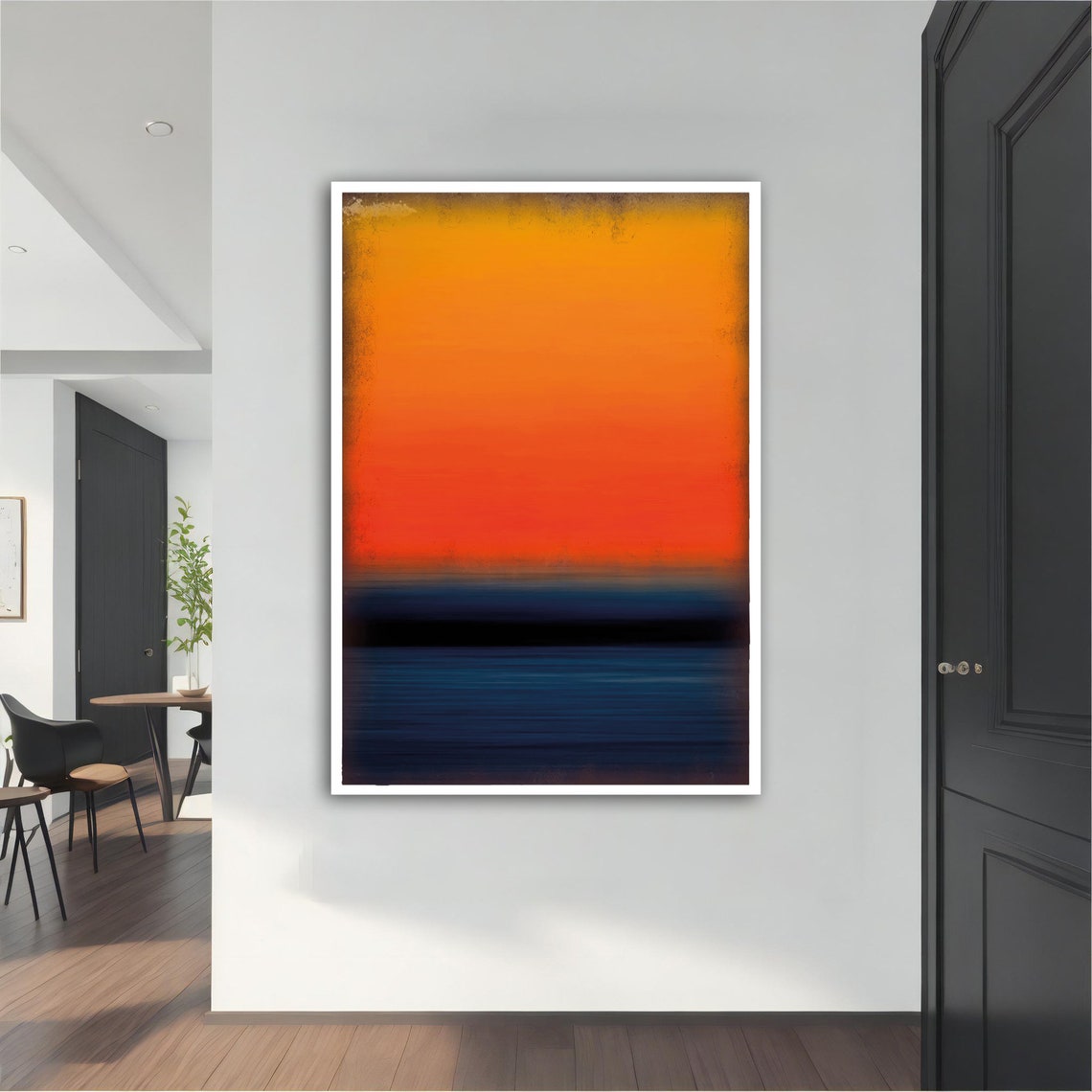 Rothko Style Sunset Orange Deep Blue Gradient Color Art Poster - Image 4