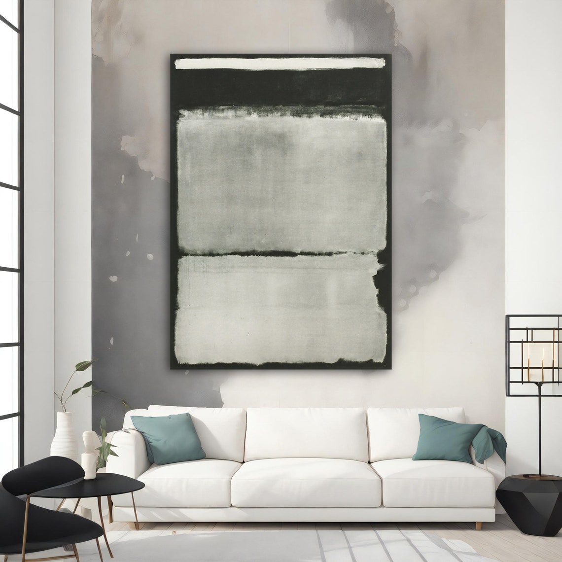 White Abstract Color Field Rothko Style Minimalist Wall Art Poster - Image 3