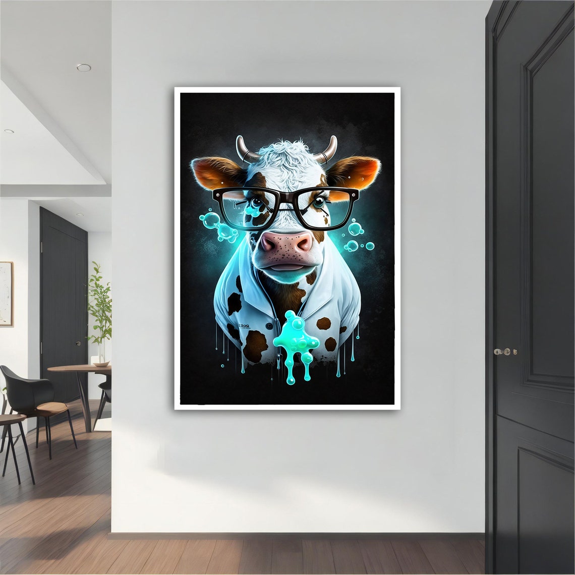 Doctor Cow Painting Doctor Cow Poster Doctor Cow Wall Art Doctor Cow Art Animal Home Decor Wall Decor Animal Wall Decor