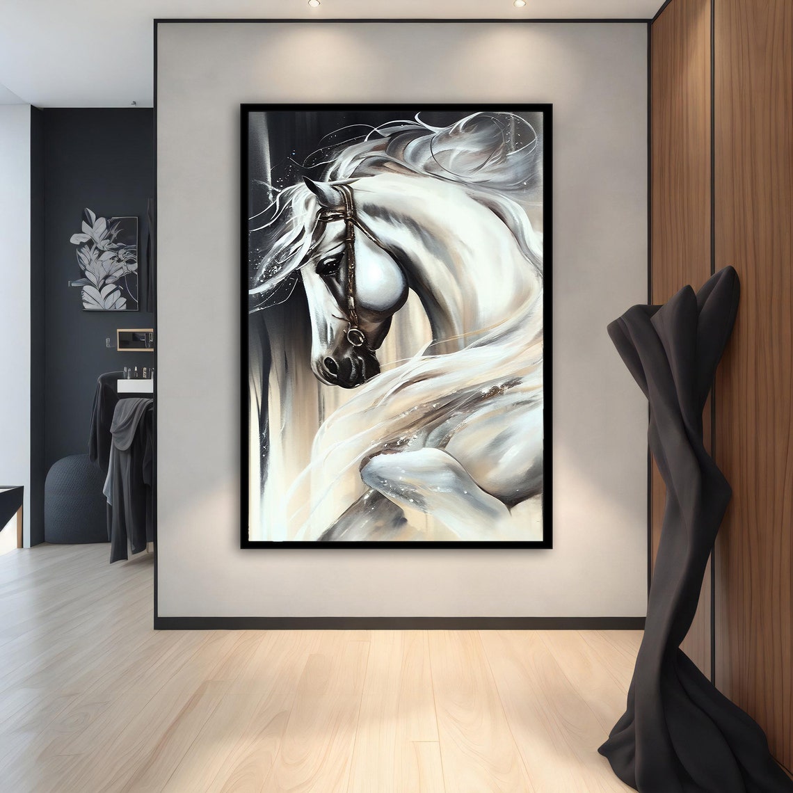 White Horse Painting White Horse Poster White Horse Wall Art White Horse Art Horse Lover Gift Animal - Image 5