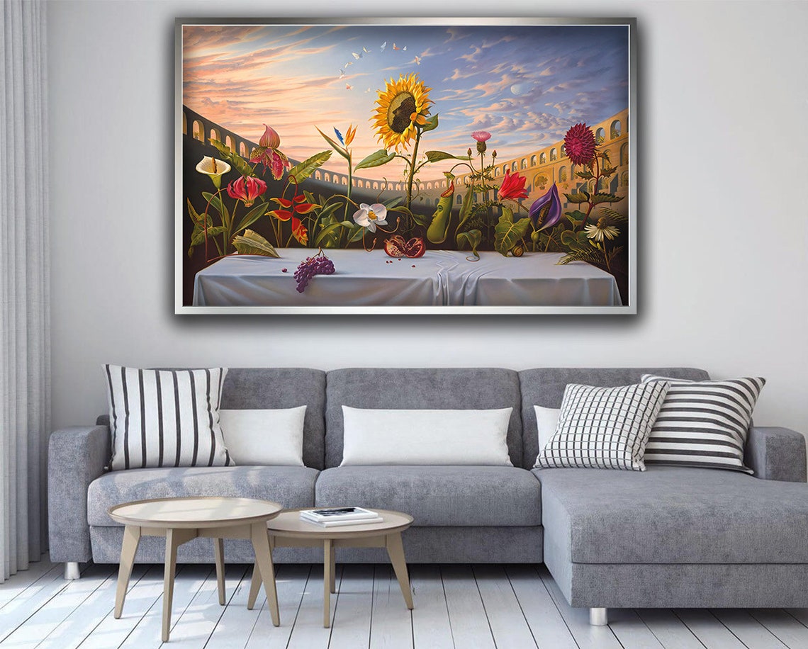 Vladimir Kush Flower Last Supper Surreal Giant Blossom Table Poster - Image 2