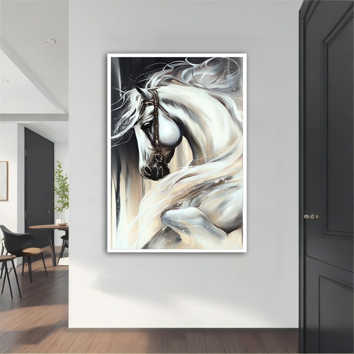 White Horse Painting White Horse Poster White Horse Wall Art White Horse Art Horse Lover Gift Animal