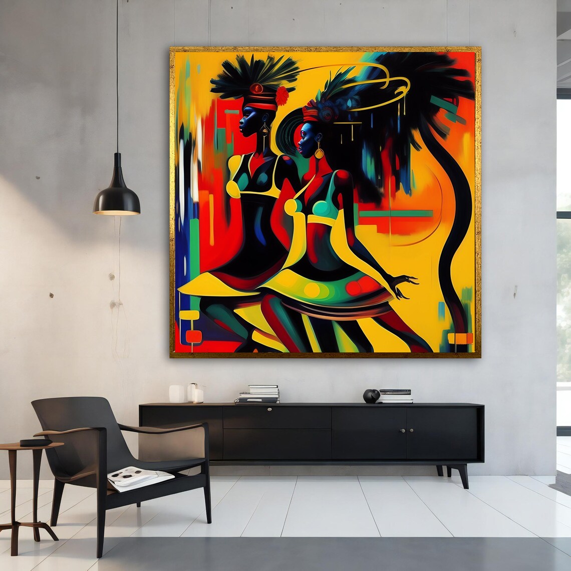 African Women Dancing Colorful Ethnic Art Vibrant Joyful Wall Poster - Image 3