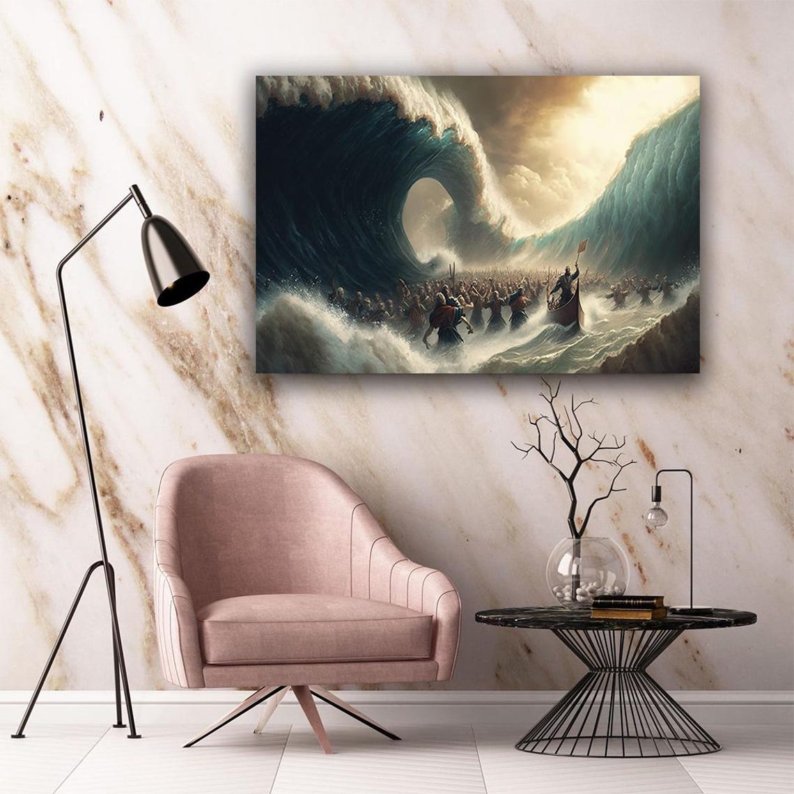 Moses Parting The Red Sea Art Modern Bible Poster Inspirational Wall Decor Religious Artwork For Home Or Office Red Sea - Image 4