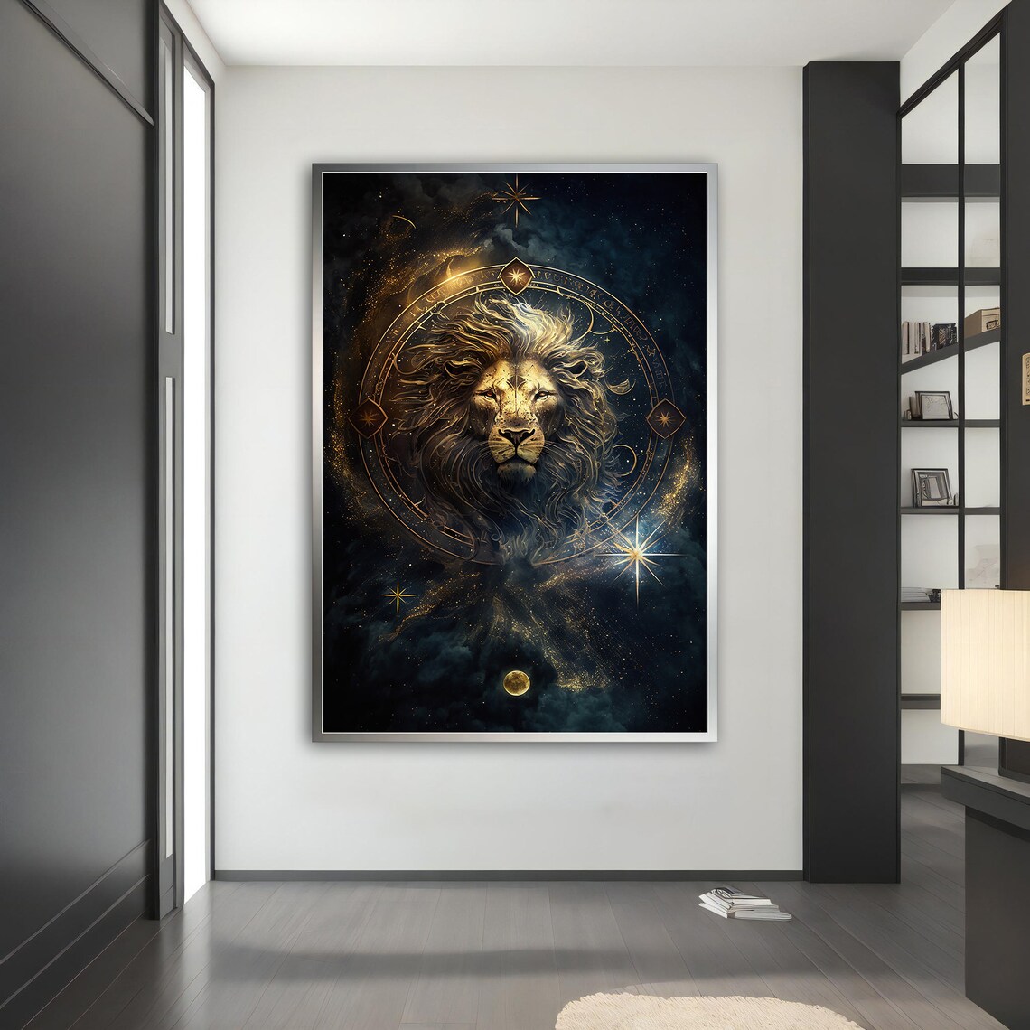 Golden Leo Zodiac Lion Night Sky Astrology Stars Animal Poster - Image 4