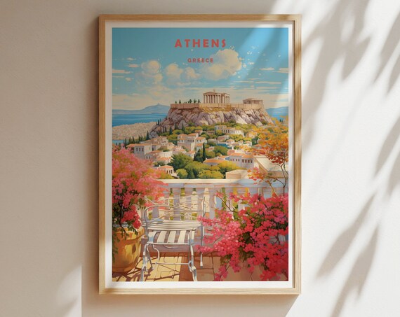 Athens Greece Acropolis Citadel Ancient Cityscape Travel Poster