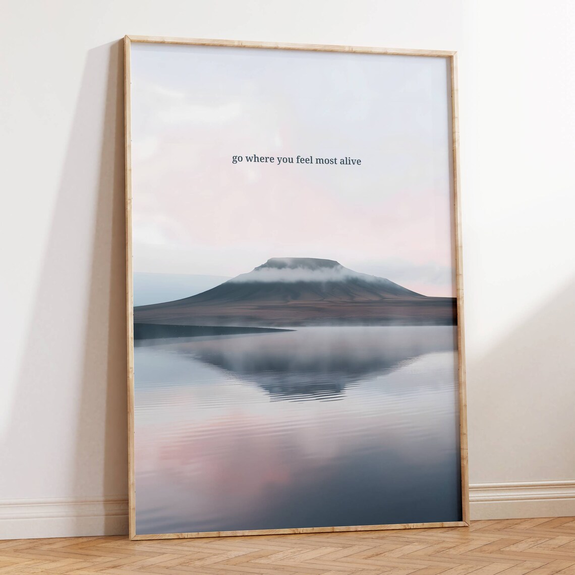 Go Where You Feel Most Alive Misty Morning Lake Quote Photo Poster - Image 2