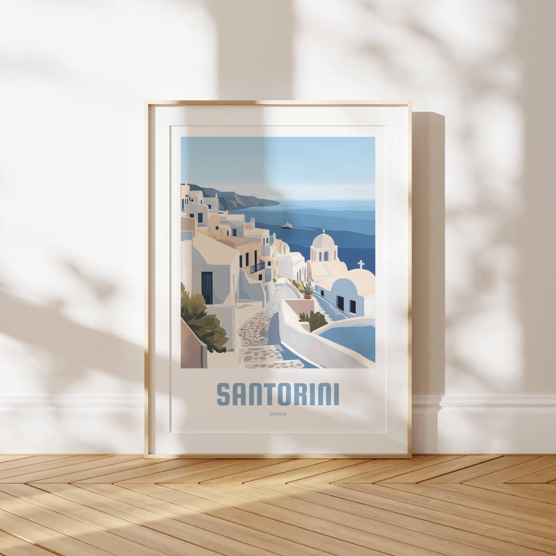 Santorini Greece Oia White and Blue Caldera View Travel Poster - Image 2