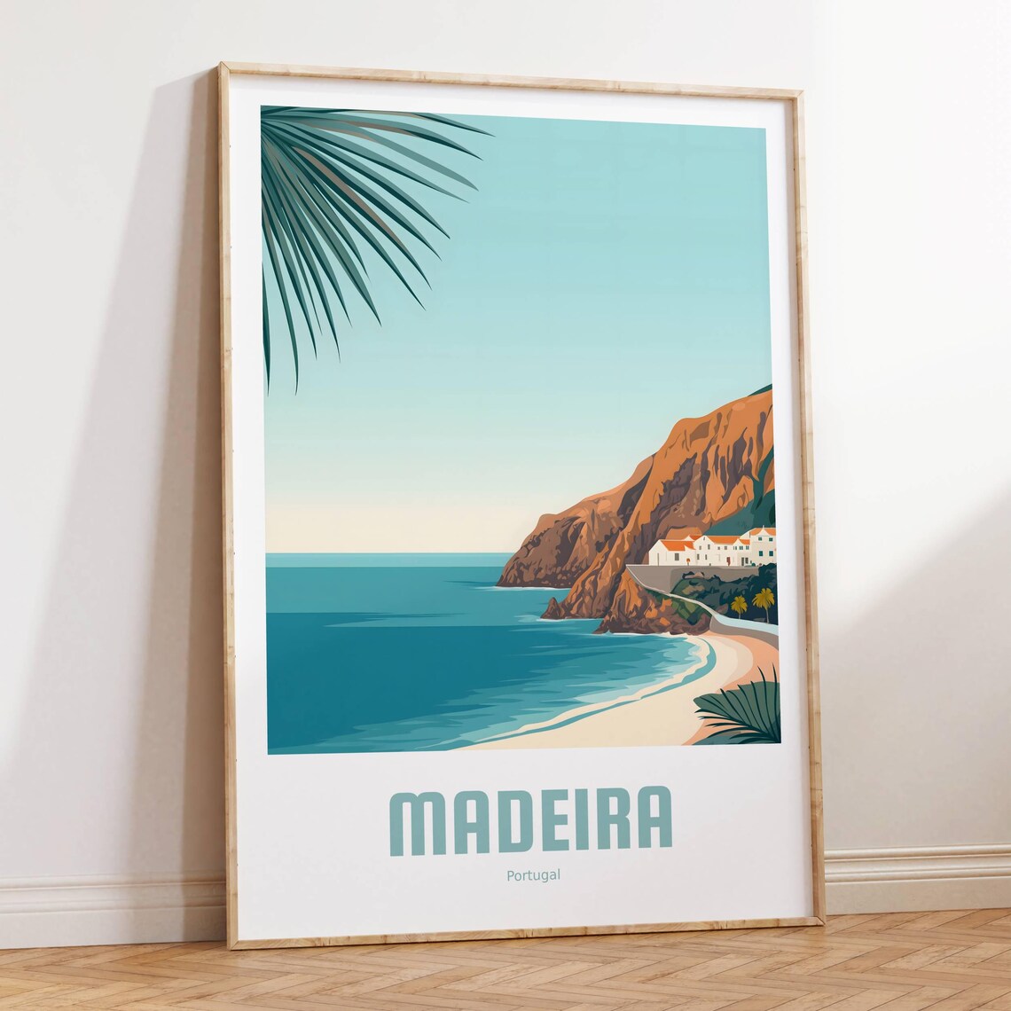 Madeira Portugal Rocky Cliffs Seaside Beach Scene Travel Poster - Image 4