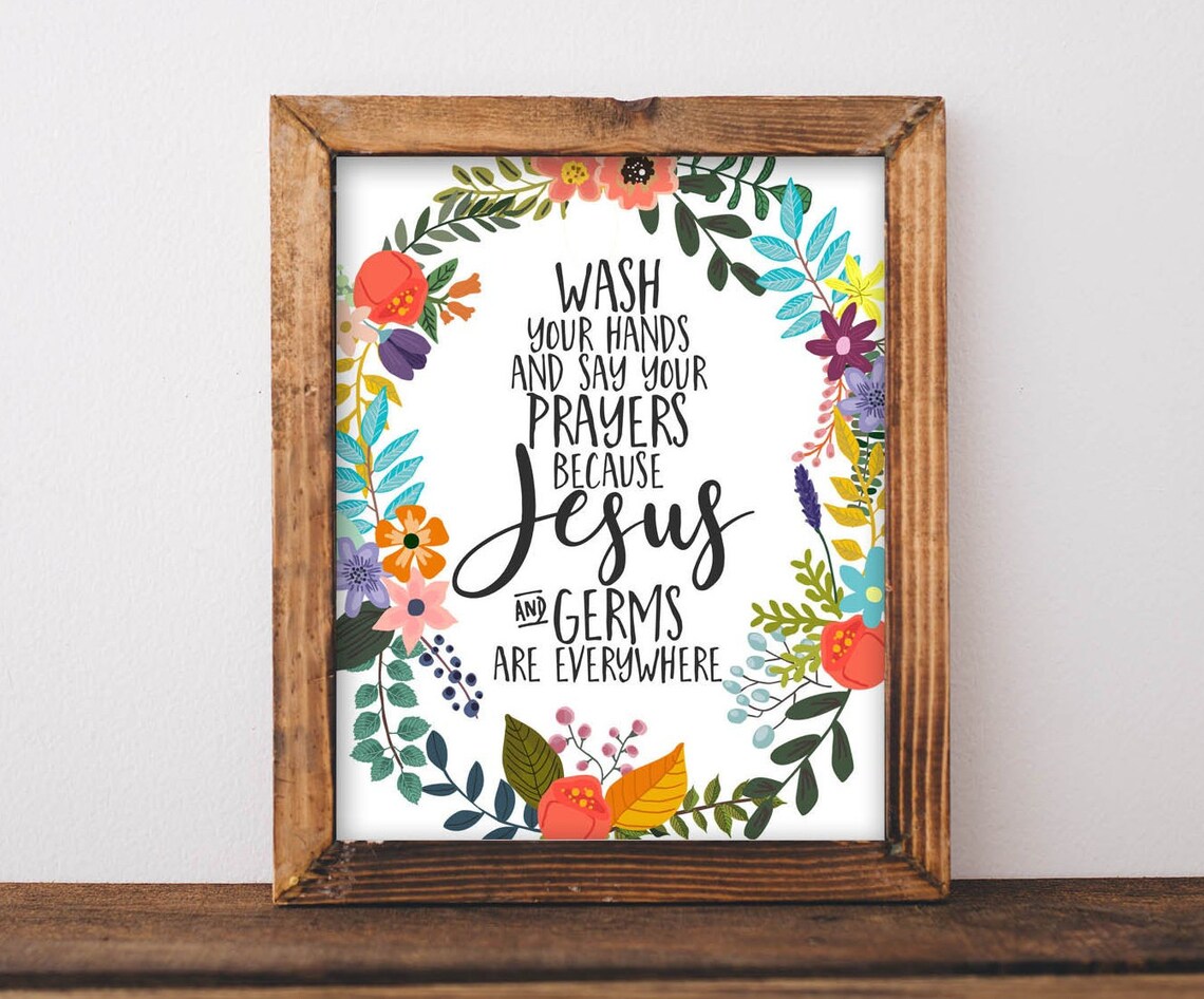 Wash Your Hands And Say Prayers Bathroom Sign, Farmhouse Decor