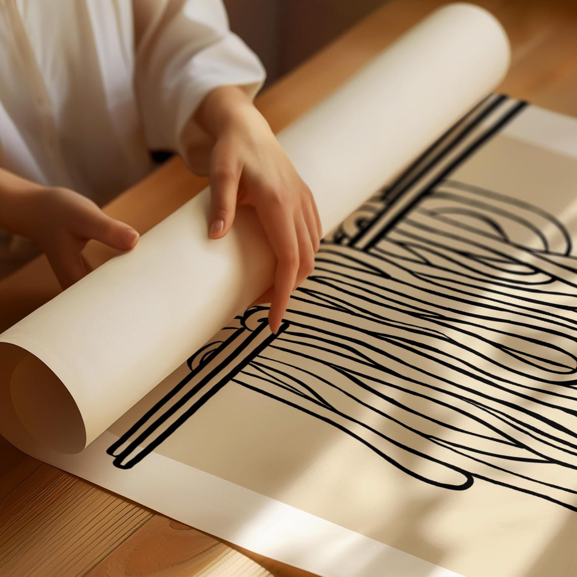 Ramen Noodles Chopsticks Minimalist Japanese Line Art Poster - Image 2