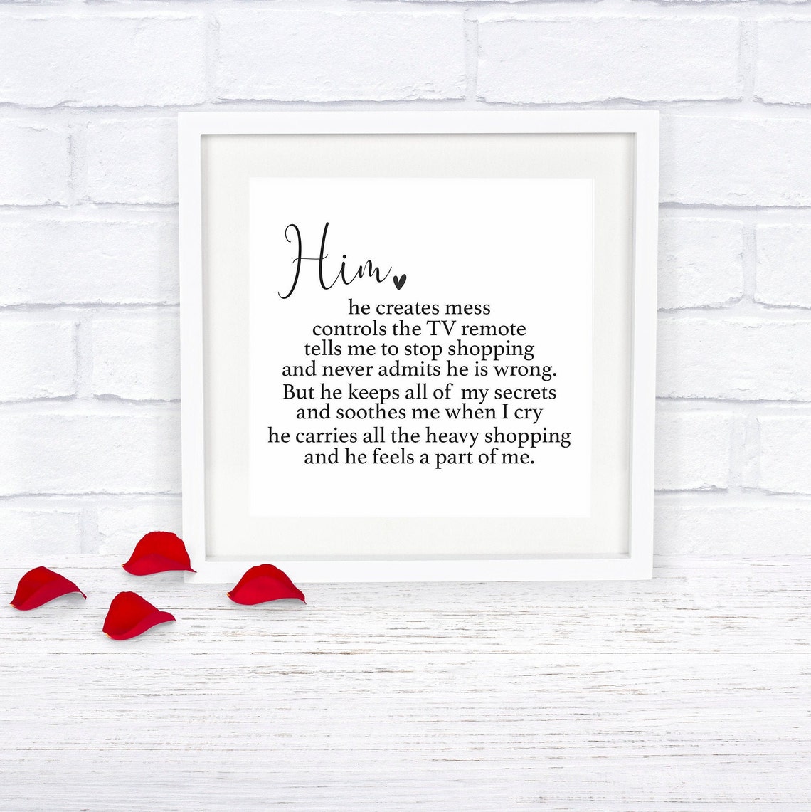 Him Poem Loving Message For Him Romantic Couples Gift Wall Poster