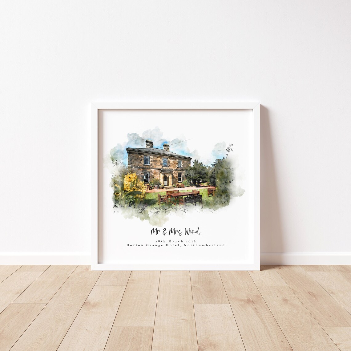 Bespoke Wedding Venue Portrait Watercolour Sketch Art Print