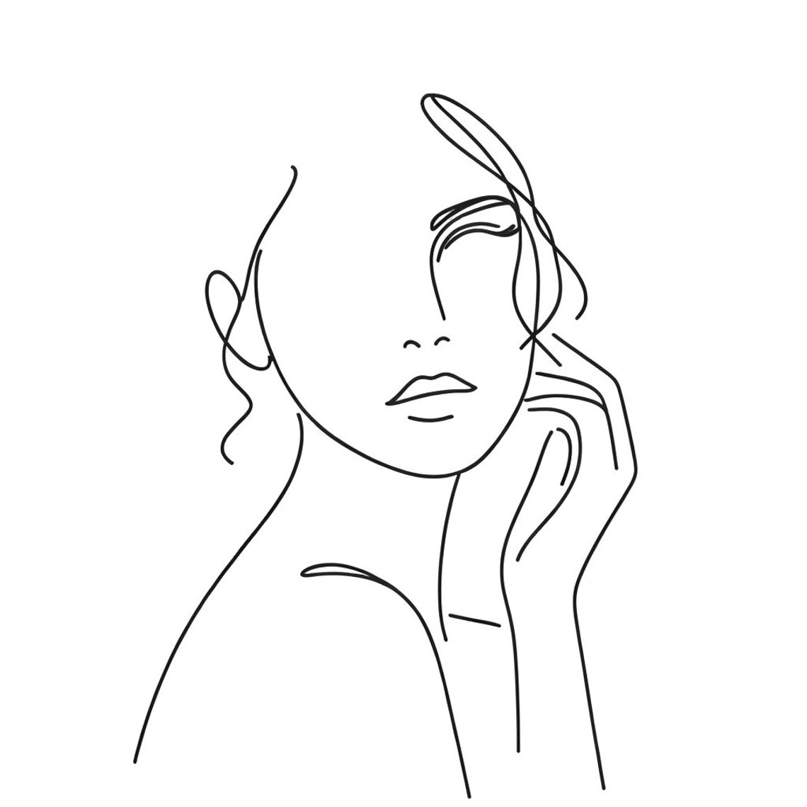 Minimalist Single Line Art Woman Face Elegant Modern Wall Poster