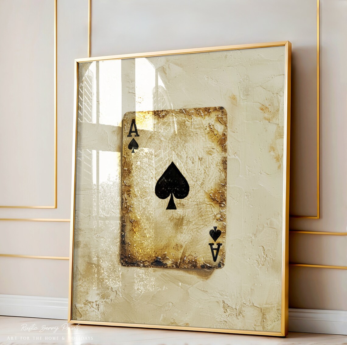 Vintage Distressed Ace of Spades Playing Card Art Trendy Poster