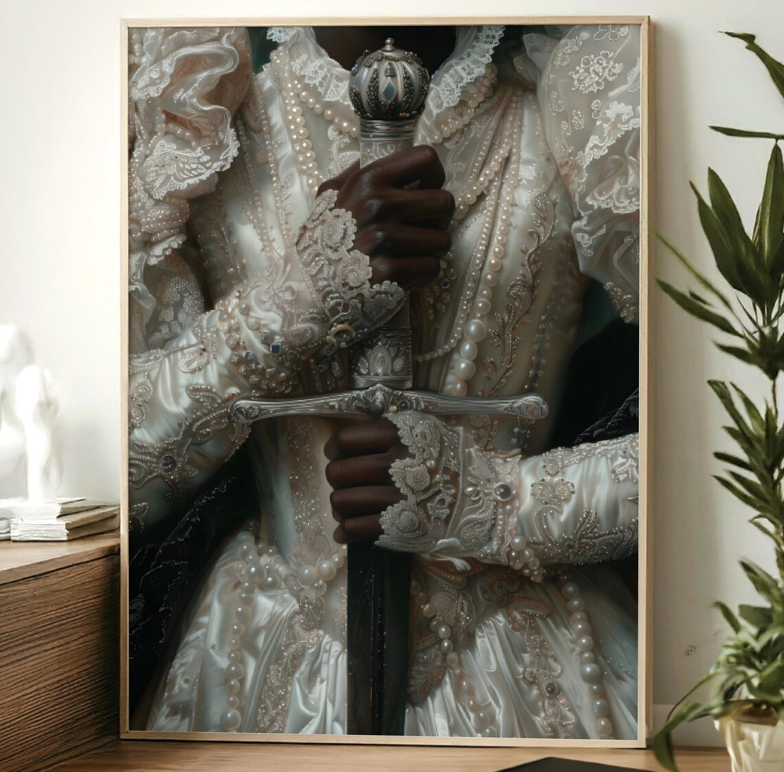 Victorian Black Lady With Sword and Dagger, Moody Art Print - Image 3