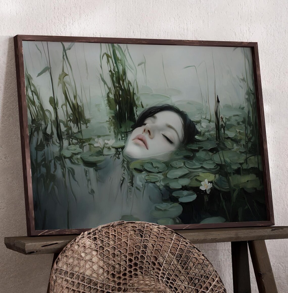 Ophelia Dark Academia Moody Lake Gothic Art Print - Image 2