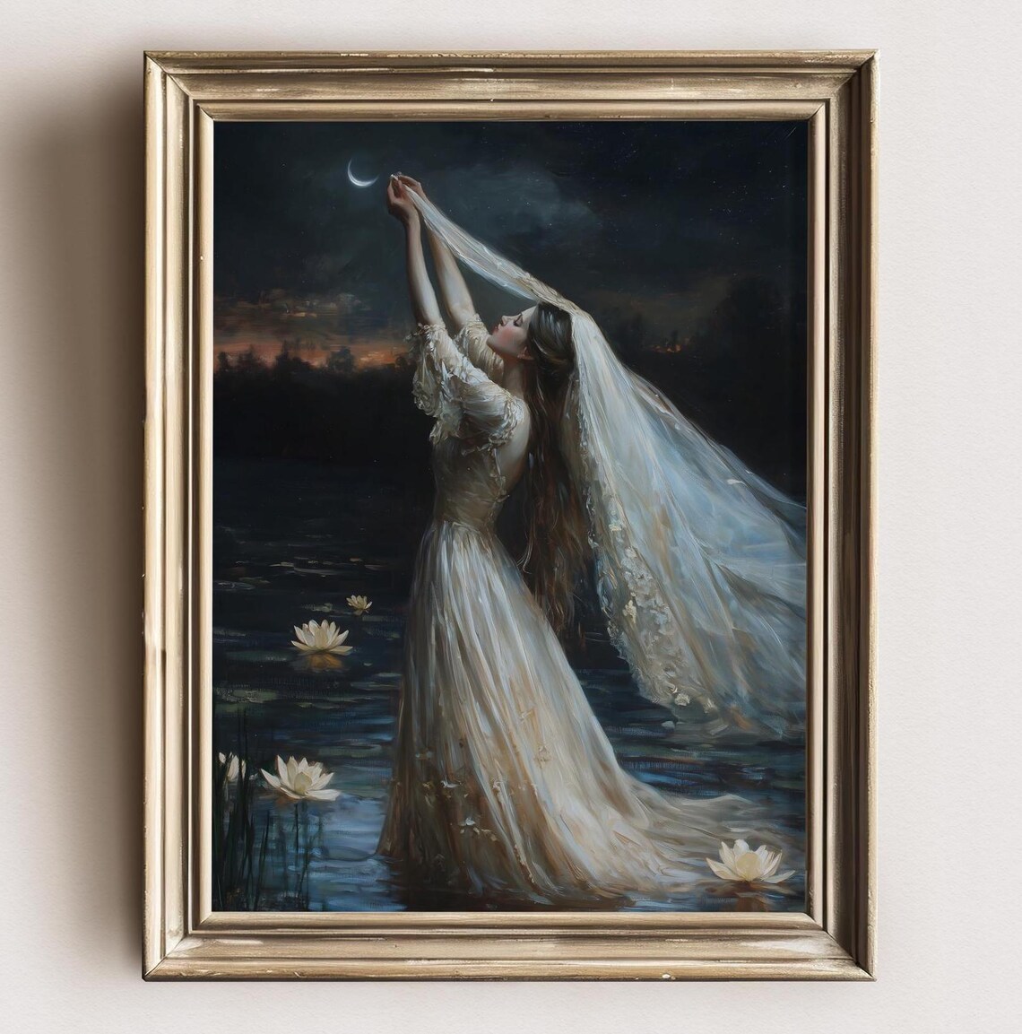 Ophelia Dark Academia Lake Goth Victorian Art Print - Image 2