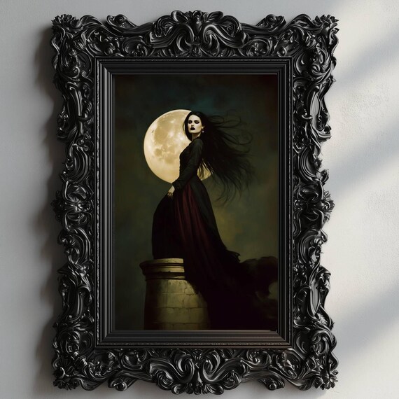 Vampire Dark Academia Print Goth Moody Victorian Wall Art Dark Decor Aesthetic Dark Cottagecore Gothic Prints Halloween Home Decor