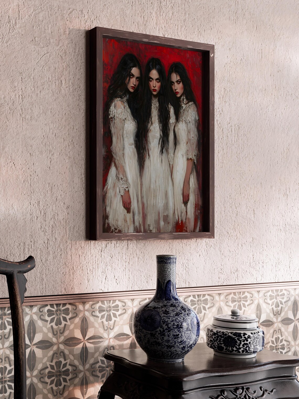 Vampire Sisters Gothic Art Print, Dark Academia - Image 2