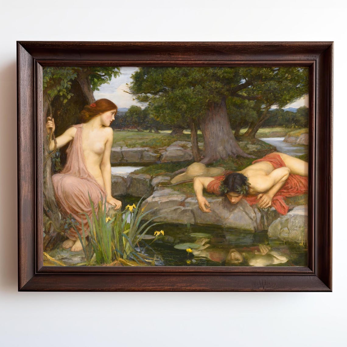 Echo and Narcissus by John William Waterhouse Classic Mythology Poster - Image 3