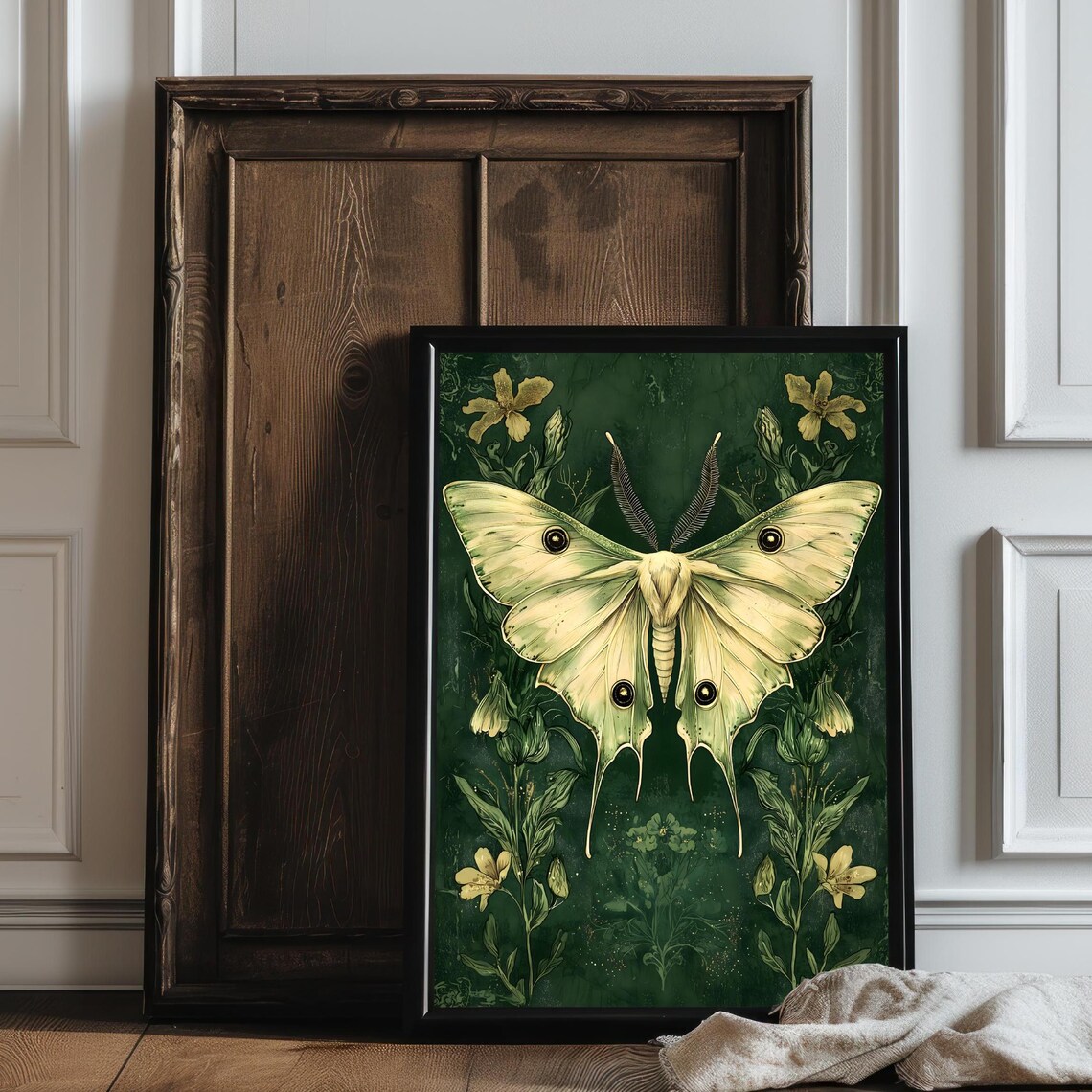 Luna Moth, Dark Vintage Goth Botanical Art Print - Image 5