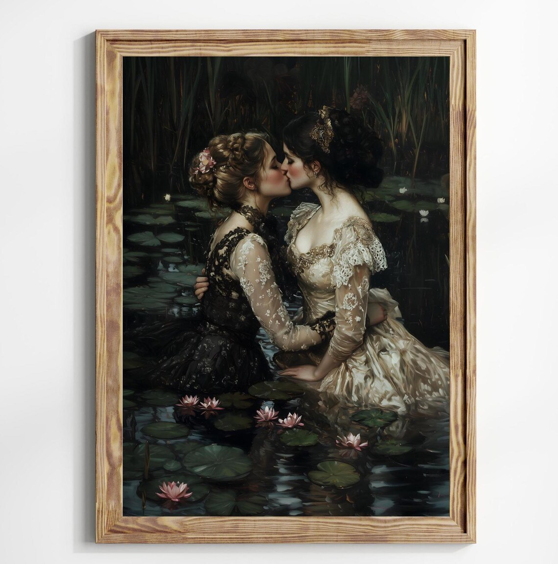 Girlfriends Lake Gothic Art Print, Dark Academia - Image 3