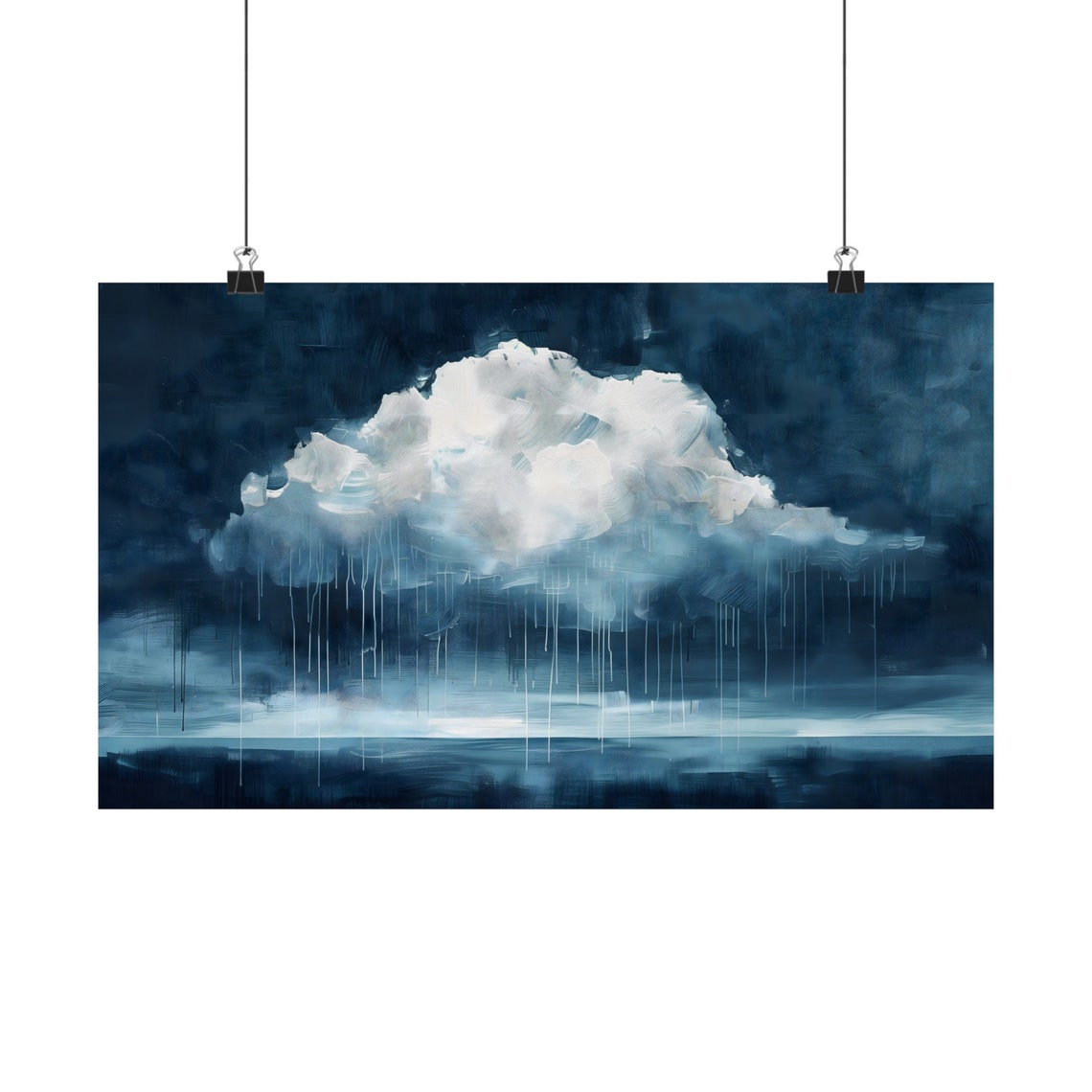 Moody Navy Rain Cloud Over Calm Water Dark Stormy Sky Poster - Image 2
