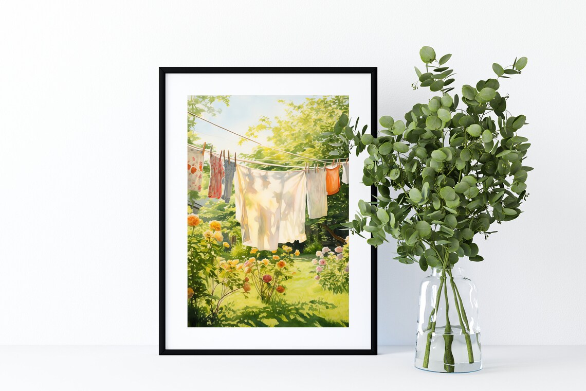 Laundry On A Line Vintage Cottagecore Garden Poster - Image 2