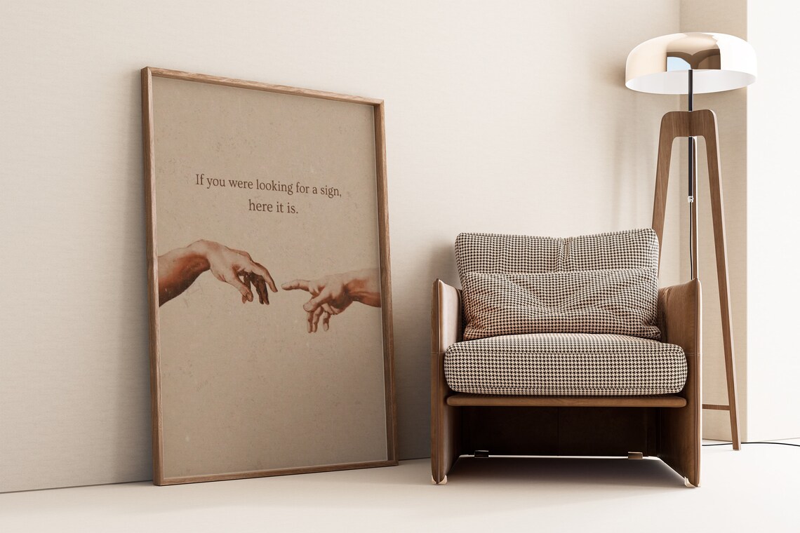 Adam Hands Renaissance Quote Print, Retro Poster - Image 4