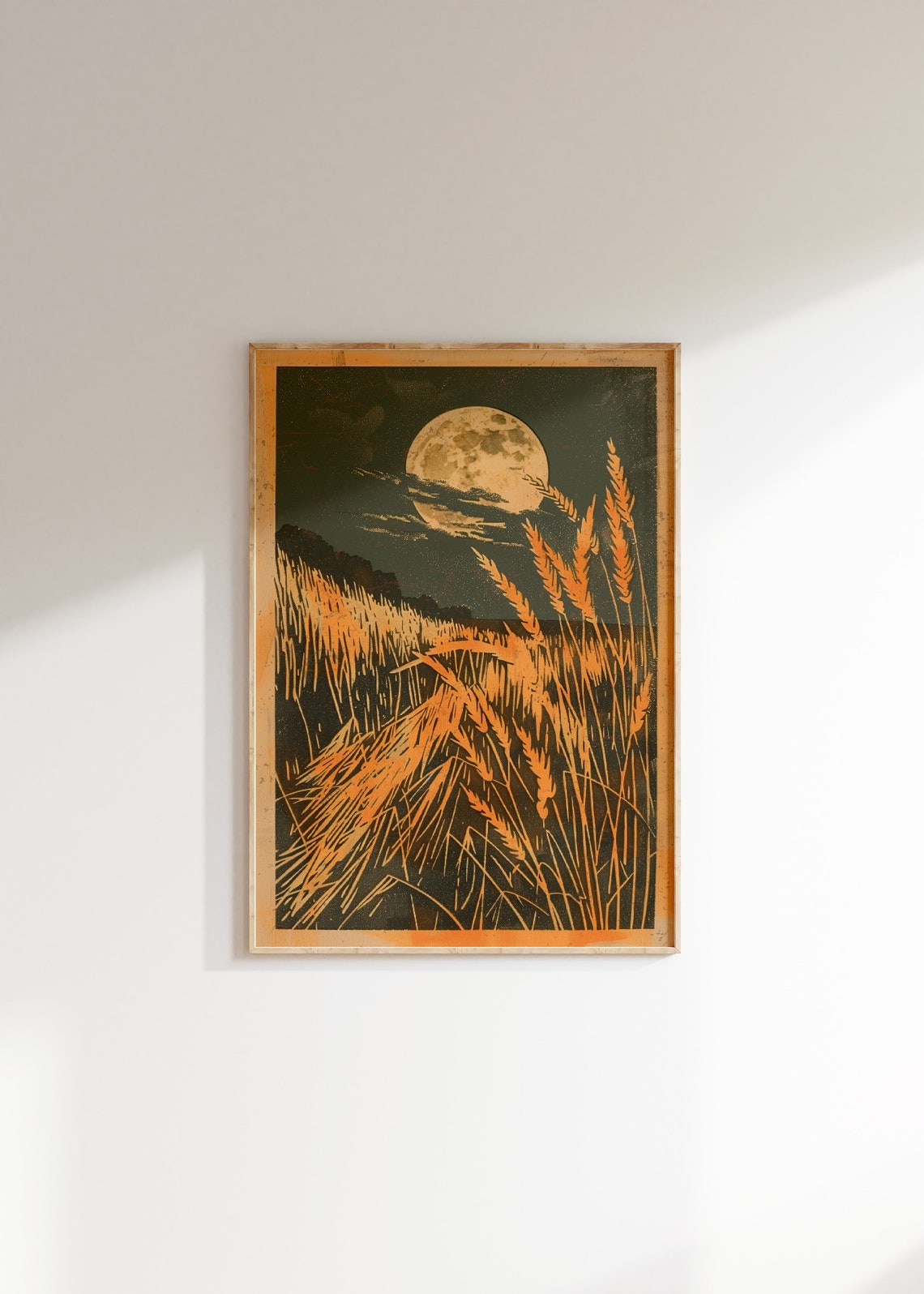 Vintage Wheat Field at Night, Moon Harvest Poster - Image 2