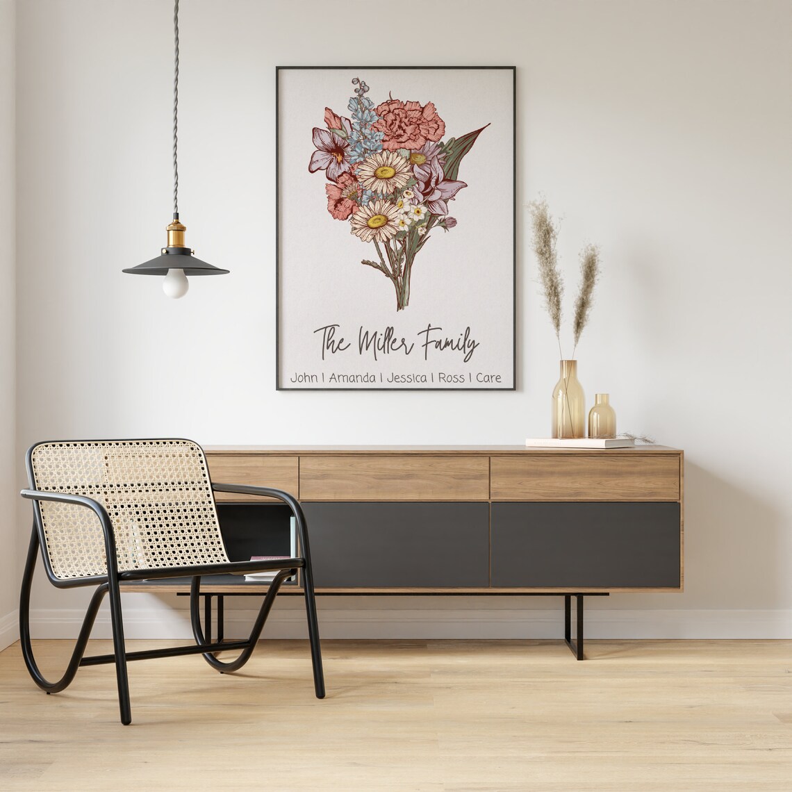 Custom Family Flower Bouquet Birth Flower Poster - Image 3